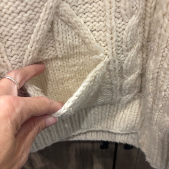 Vintage Earth Ragz large hooded full zip wool sweater Cream cable knit - Picture 7 of 13